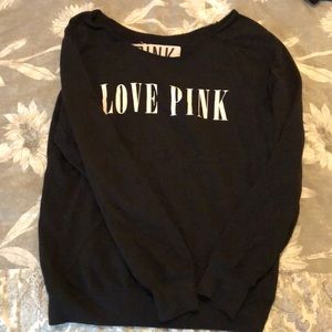 Off the shoulder black PINK sweatshirt
